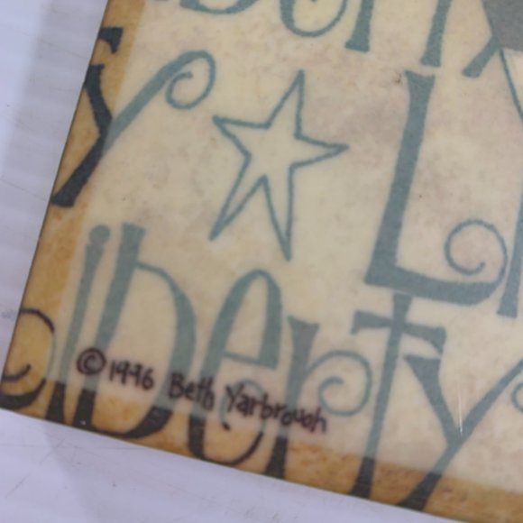 Beth Yarbrough Liberty Heart Flag Wall Plaque Sign Patriotic Red White Blue USA - Picture 2 of 5